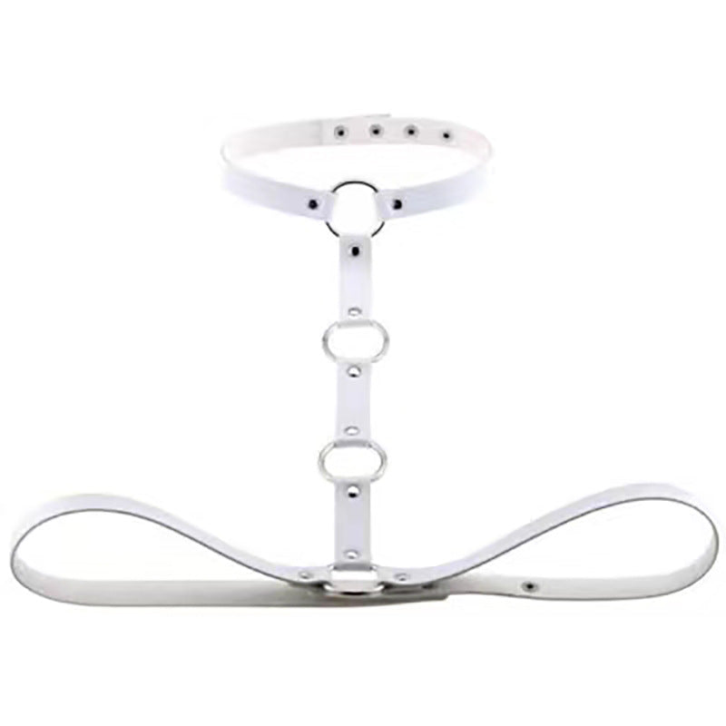 Leather bondage belt collar leash