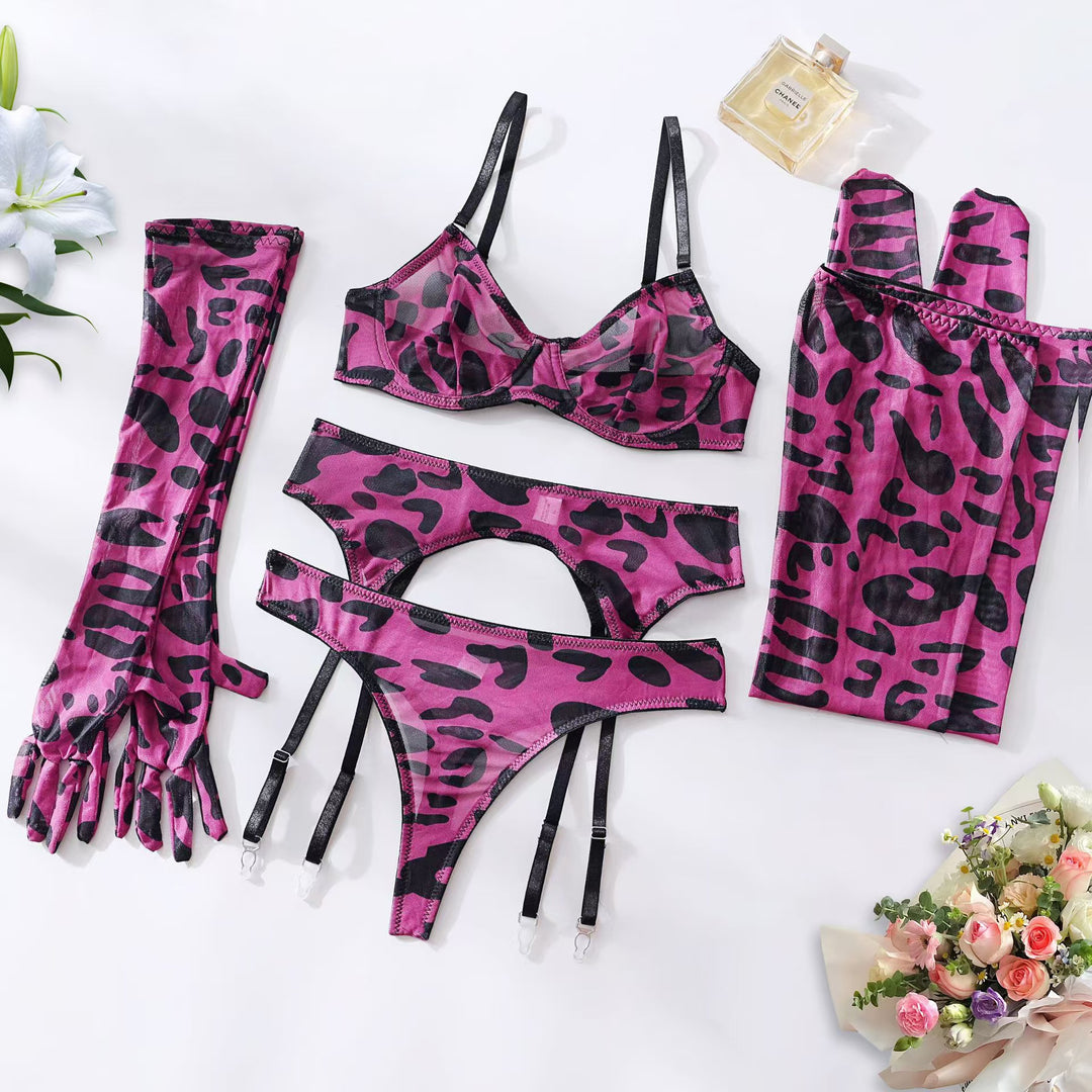 Colorful Mesh Push-up Bra Set