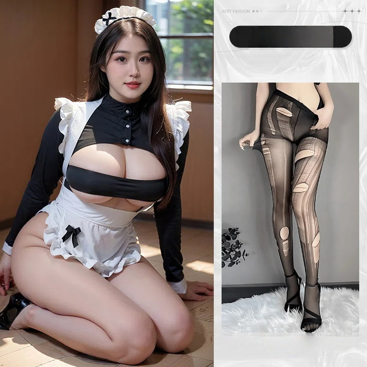 High-Cut Maid-Inspired Costume Set