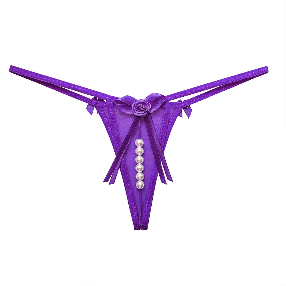 Hollow flower decoration temptation pearl panties
