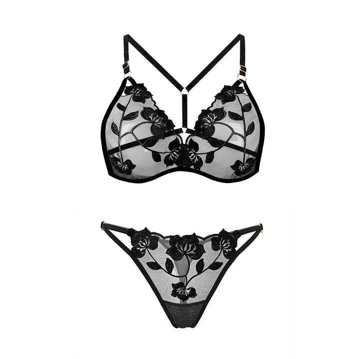 Lace Embroidery Ultra-thin Breathable Temptation Bra Set