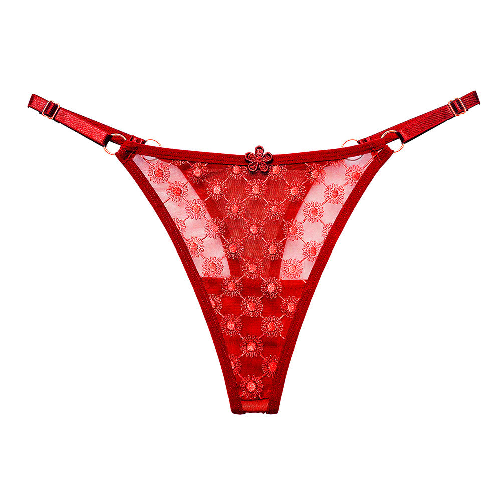 Jacquard thin mesh pure desire low waist adjustable thong