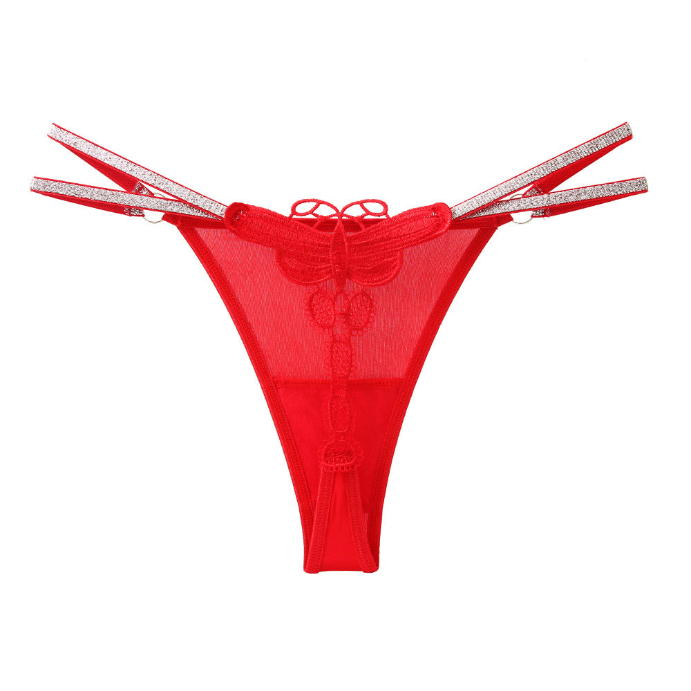 Ice Silk Seamless Sexy Water-soluble Flower Embroidery Temptation Thong