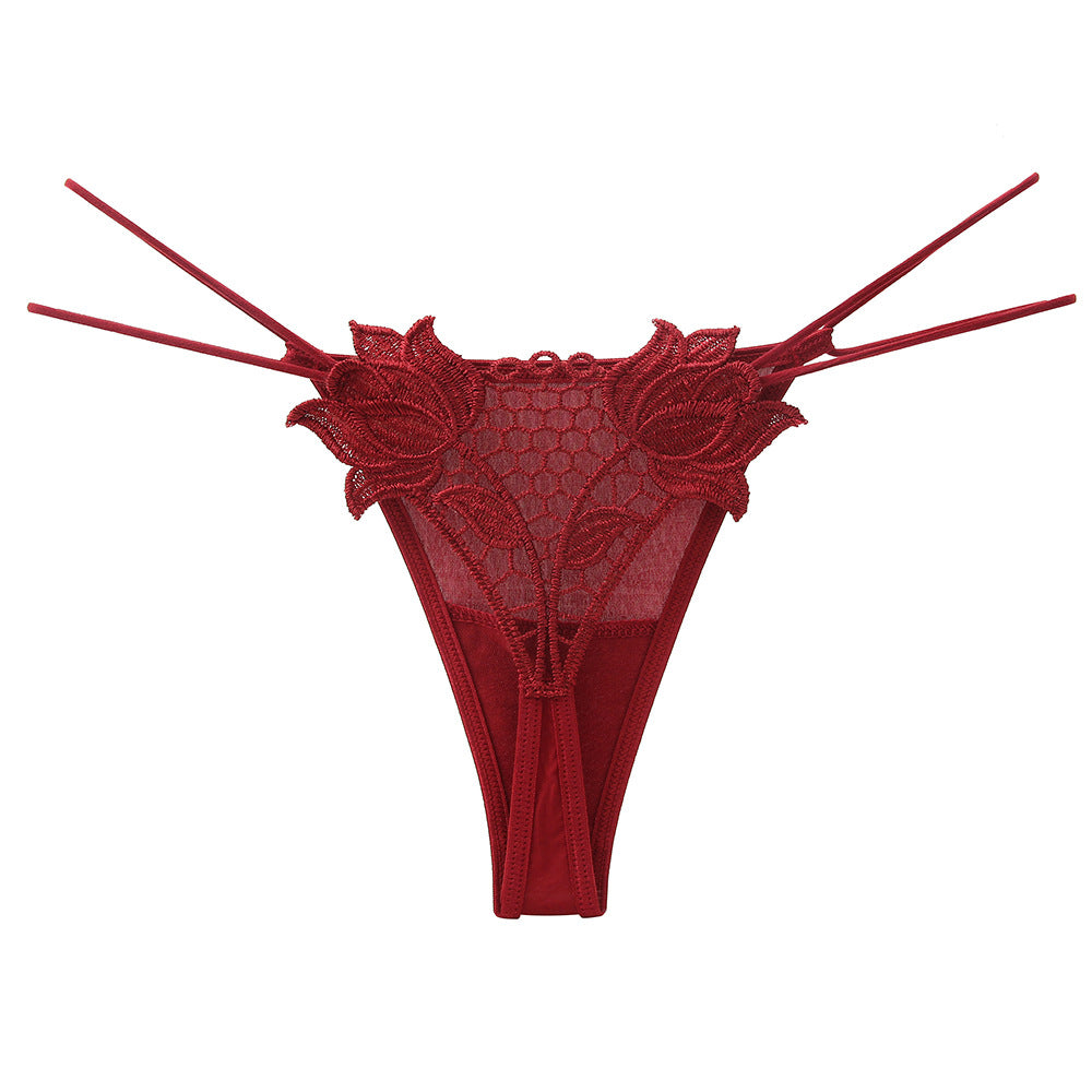 Ice Silk Sexy Embroidered Thong