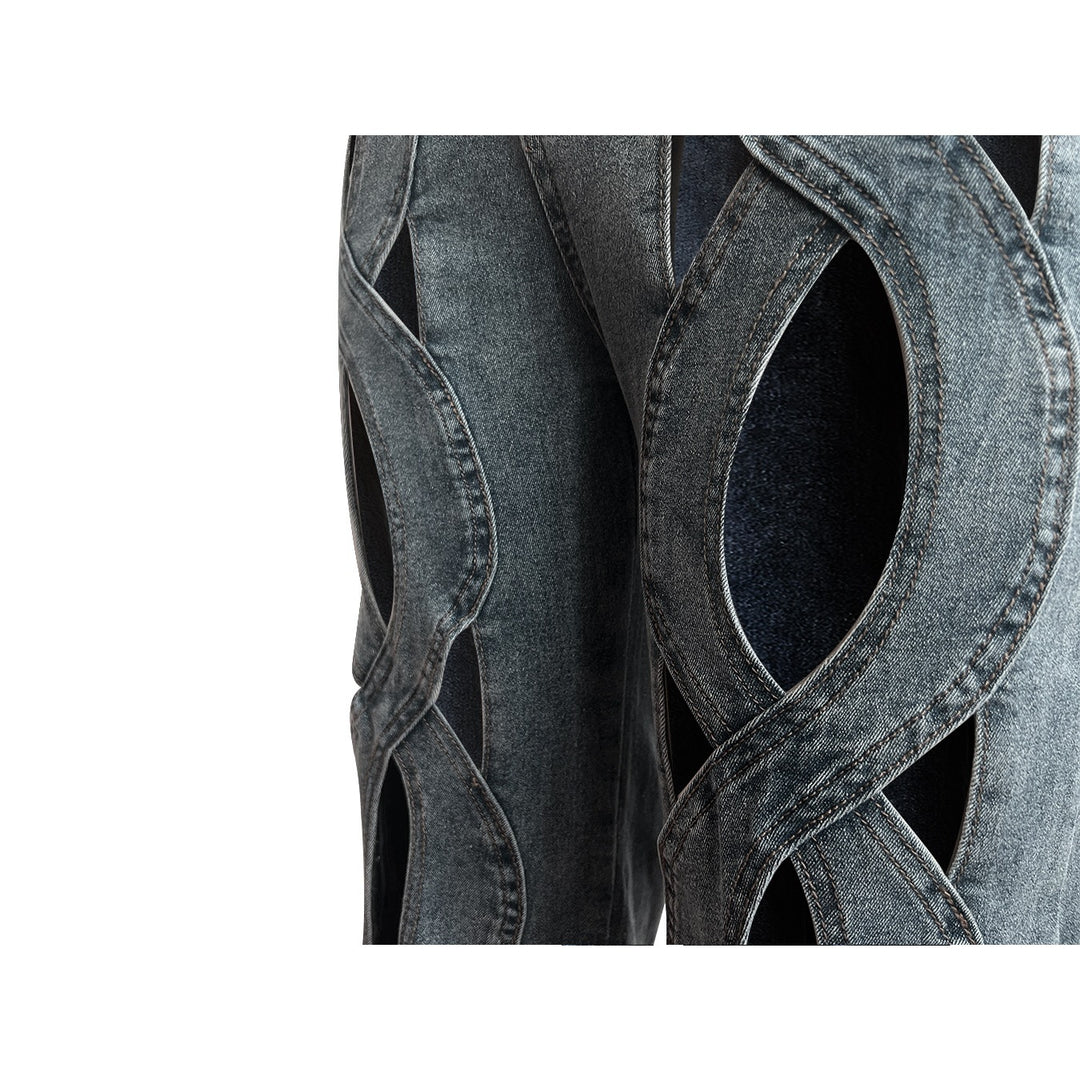 Twist Cutout Straight-Leg Denim Jeans