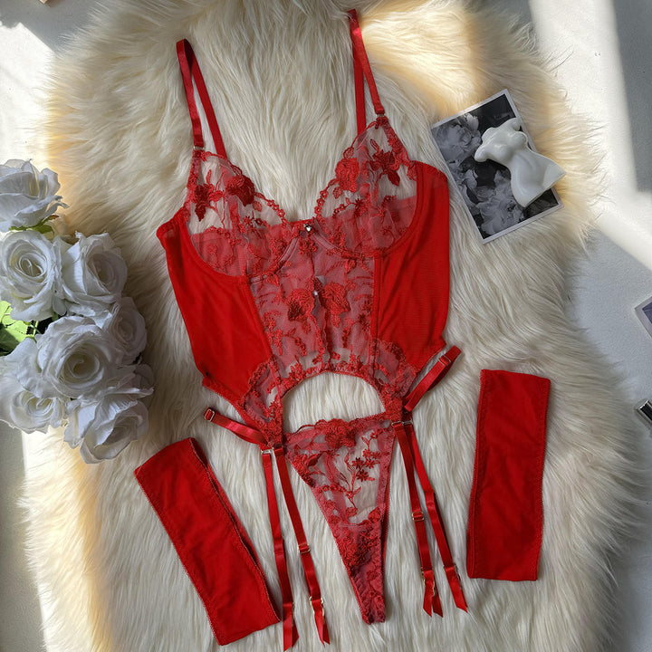 Popular Embroidered Mesh Bra Set