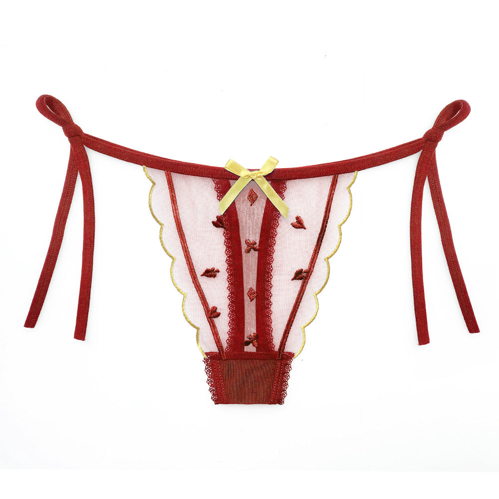 Japanese girl jacquard tulle breathable thong