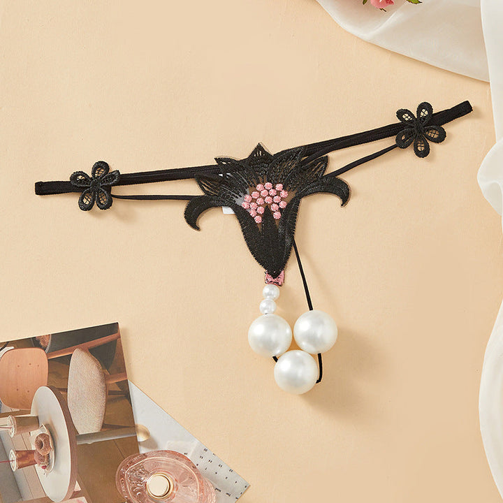 Open crotch can be filled with large pearls 3cm massage T pants