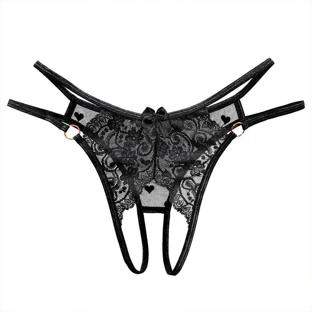 Lace crotchless temptation thong
