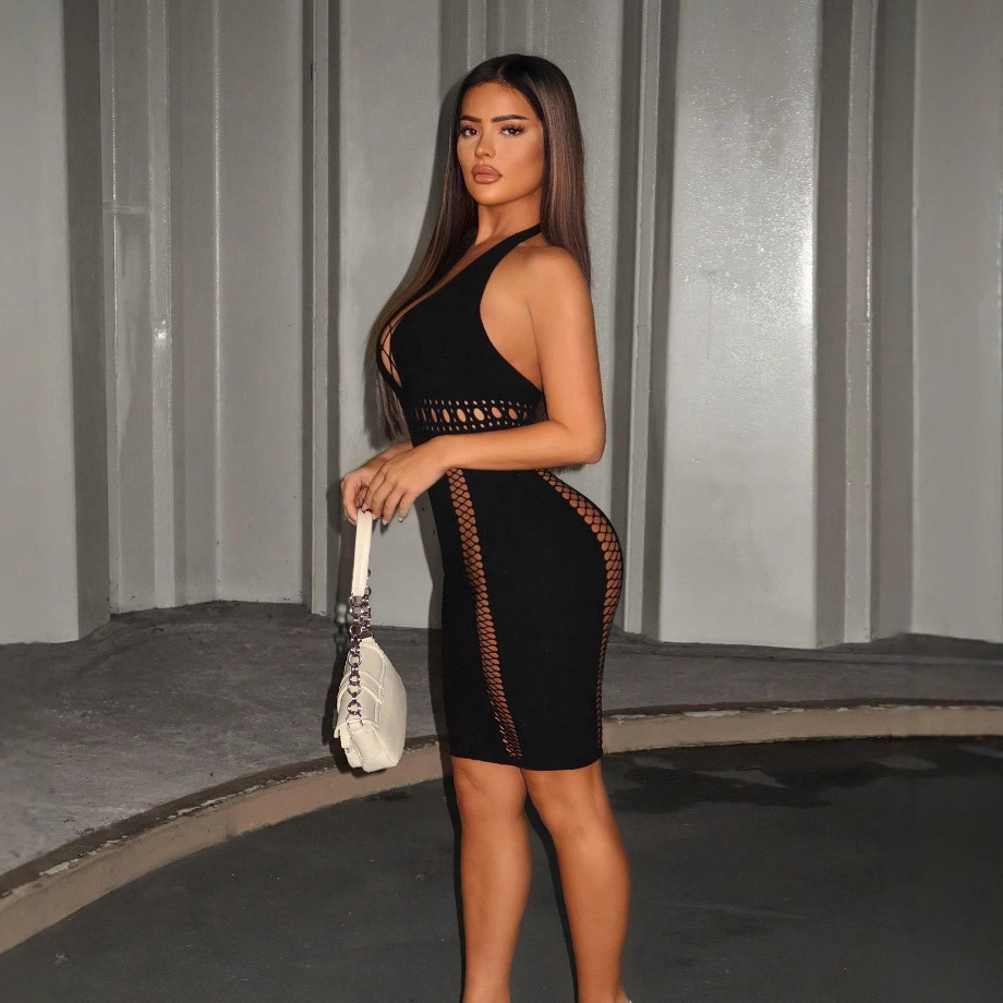 Plus-size sheer knit dress