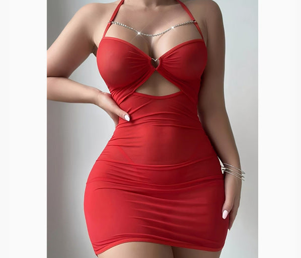 Sheer Mesh Chain Detail Sleepwear Set