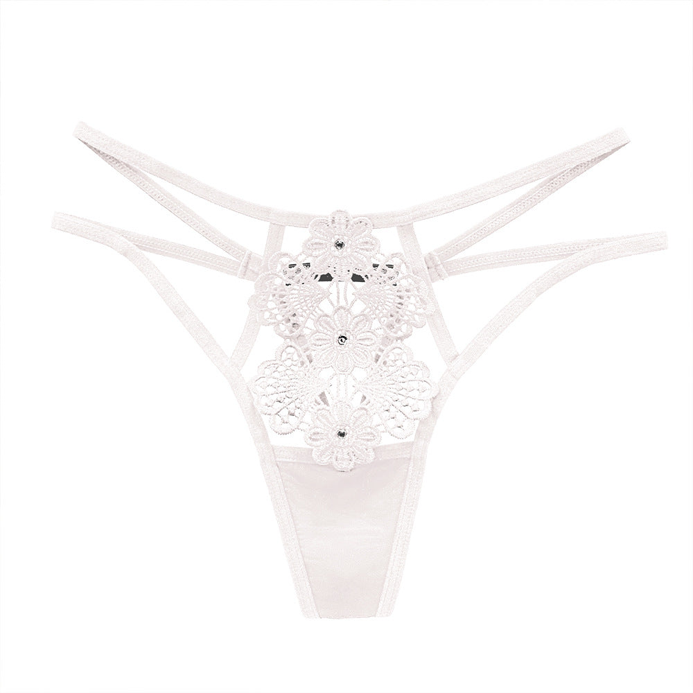 Tempting hot diamond embroidery see-through thin sexy panties