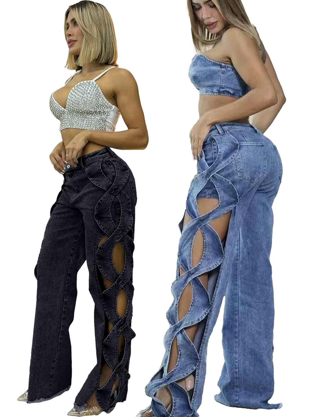 S-Curve Cutout Denim Pants