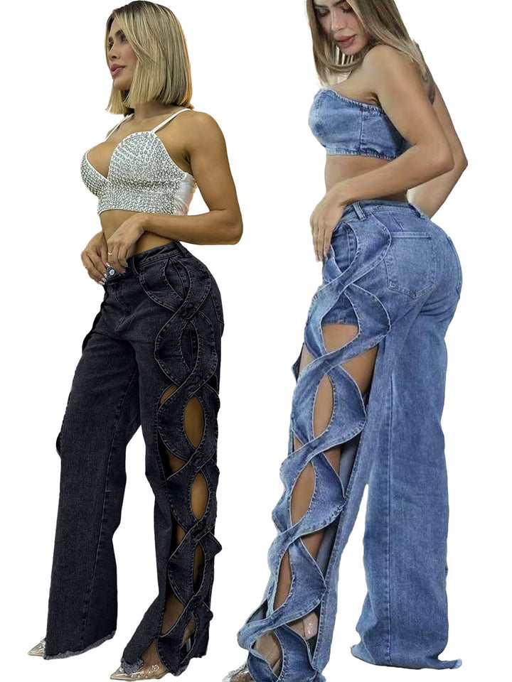 S-Curve Cutout Denim Pants