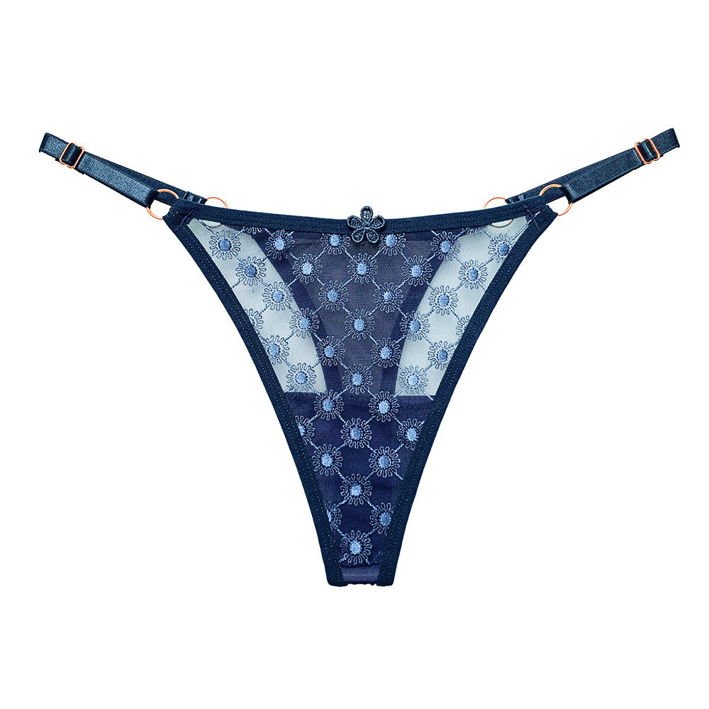 Jacquard thin mesh pure desire low waist adjustable thong