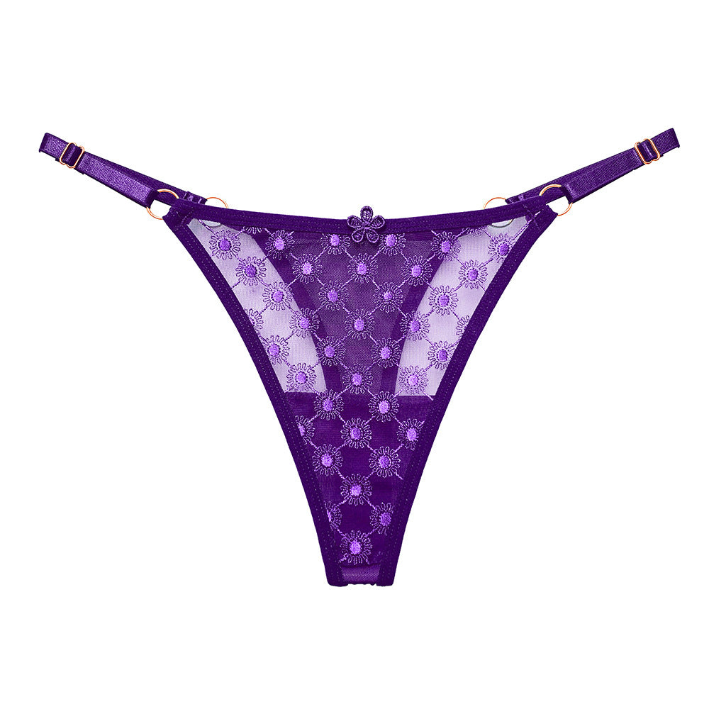 Jacquard thin mesh pure desire low waist adjustable thong
