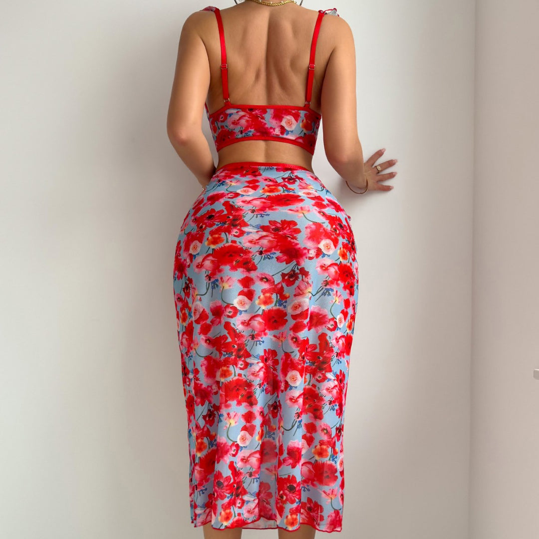 Printed Hollow-out Resort Set
