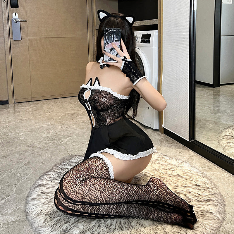 Tempting sexy cat girl cute maid costume