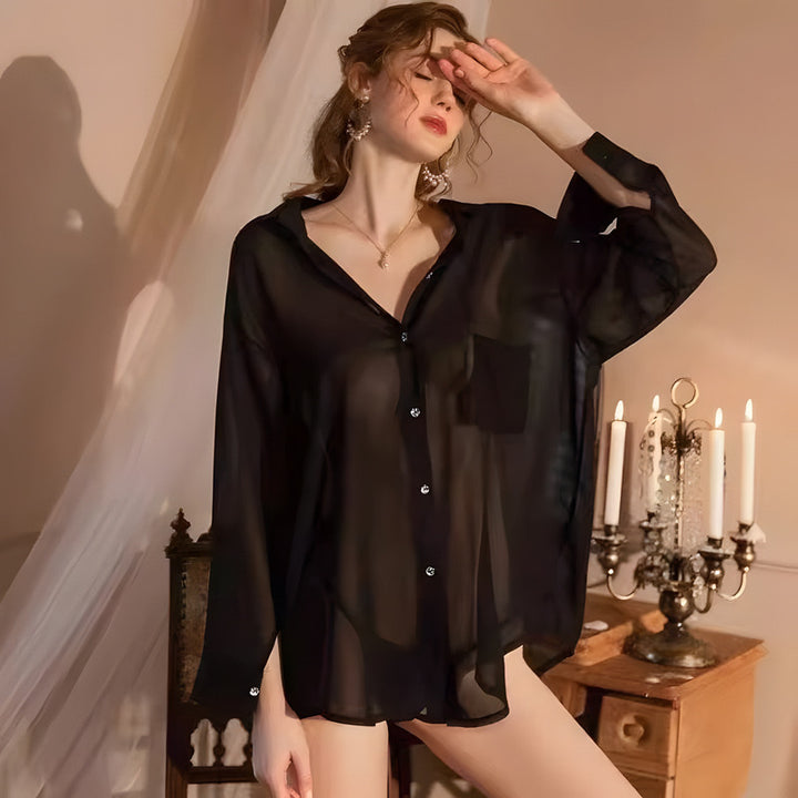 See-through chain seductive shirt
