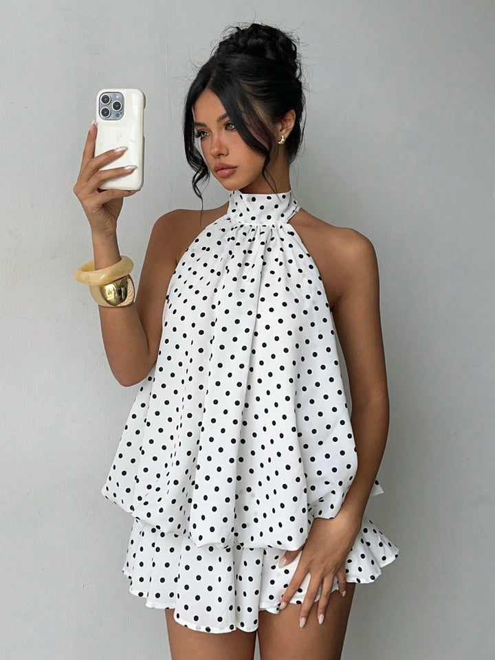 Halter Tie-Back Fit &amp; Flare Mini Dress