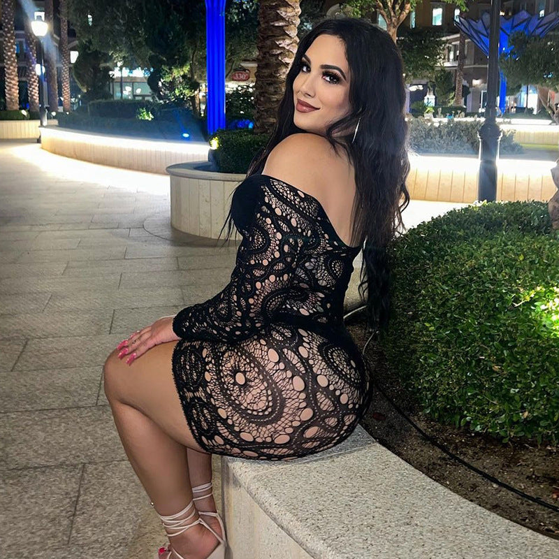 Solid Lace Backless Bodycon Dress