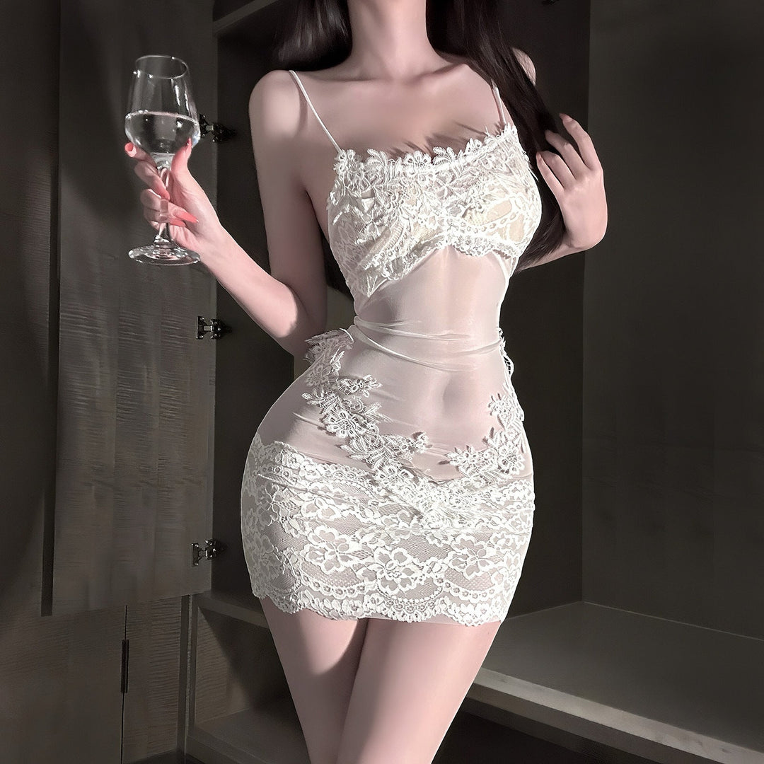 Sexy Lace Lingerie Bodysuit - Showing Buttocks, Free Thong