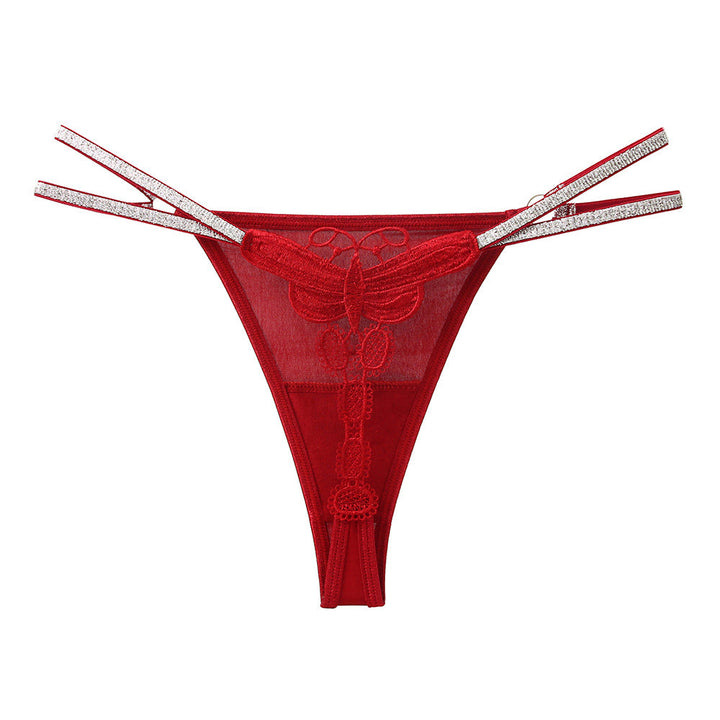 Ice Silk Seamless Sexy Water-soluble Flower Embroidery Temptation Thong