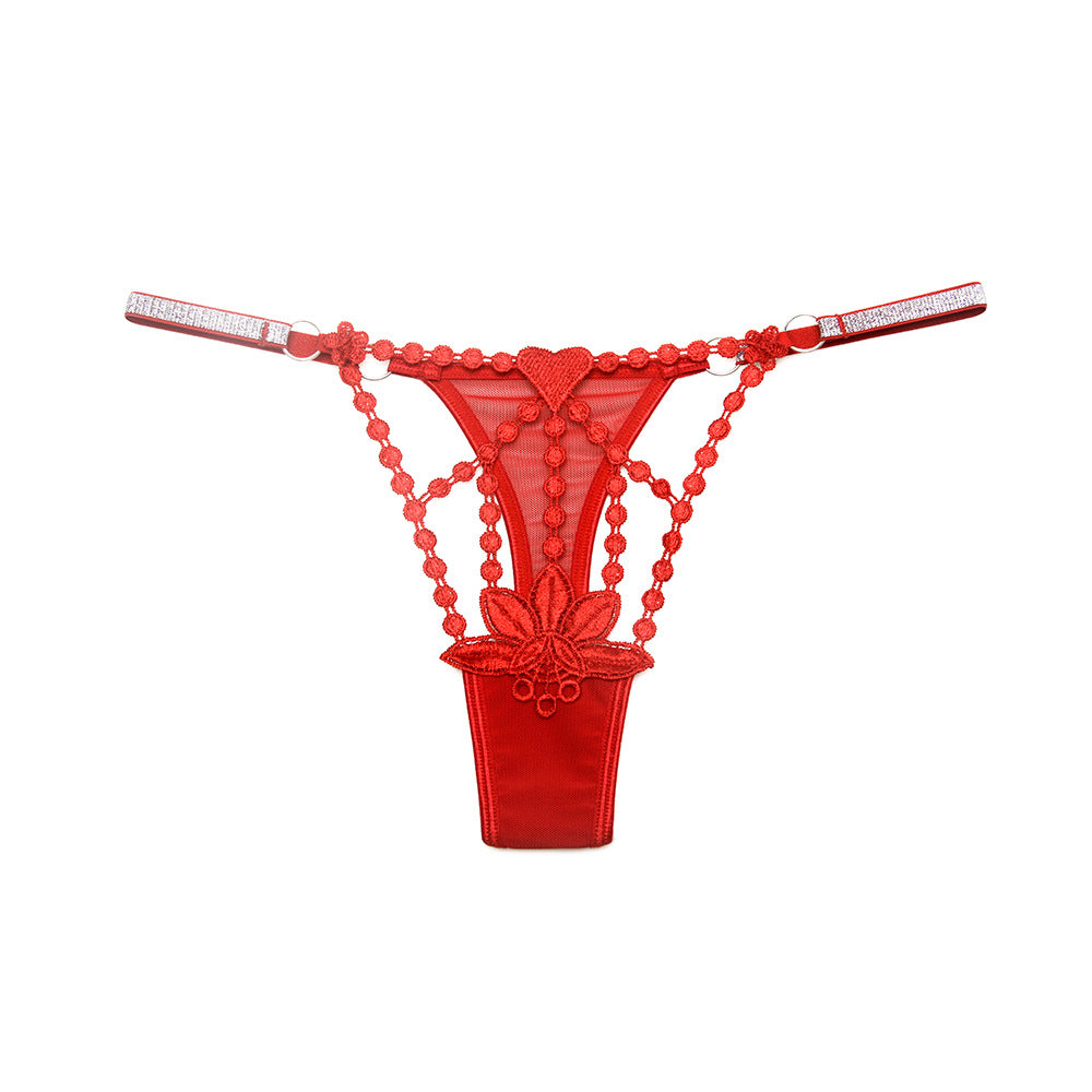 Ultra-thin hollow embroidery thin strap temptation underwear