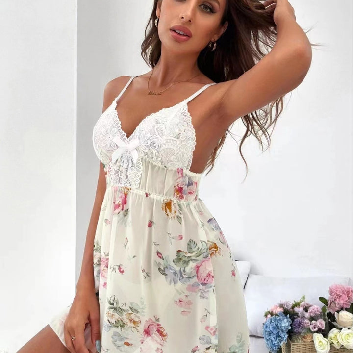 Sweet Chiffon Lace Pajamas - Soft Loungewear