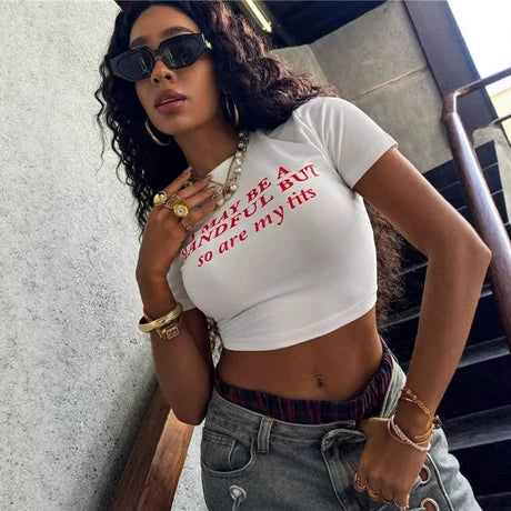 Street Style Letter Print Cropped Tee