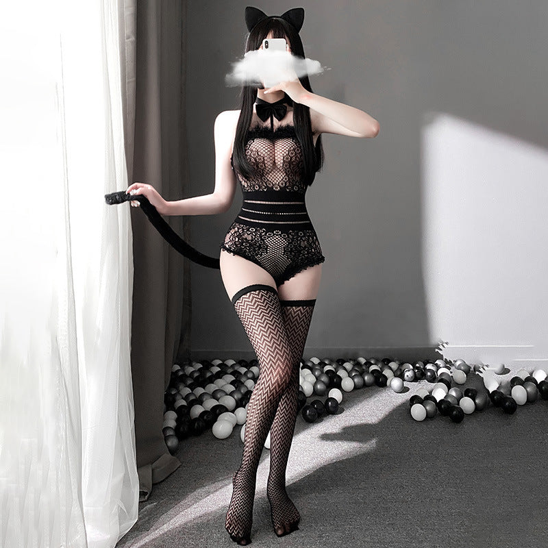 Sexy catwoman lingerie bodysuit set