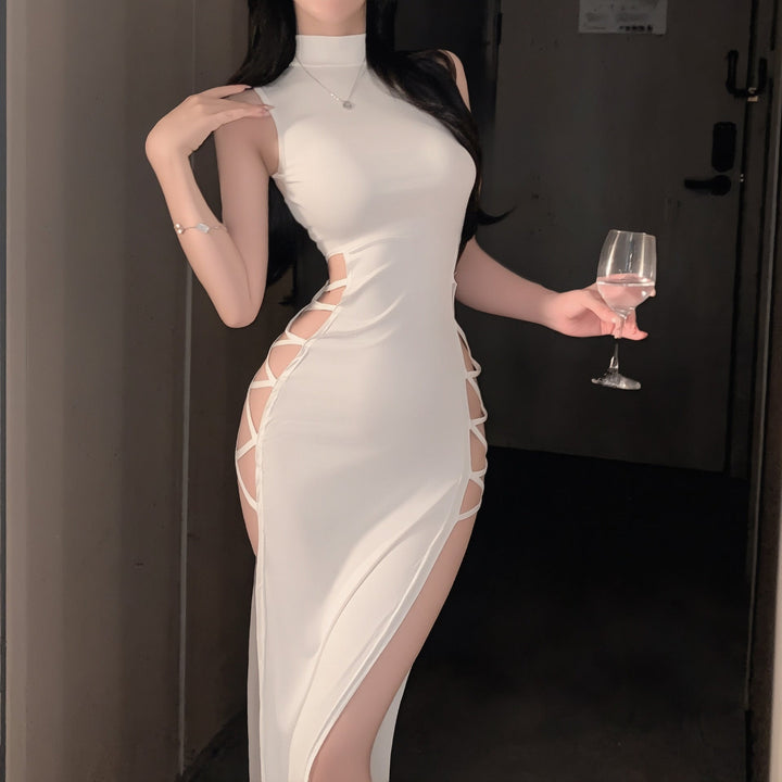 Sexy High-Slit Lace-Up Mini Dress – Temptation Redefined