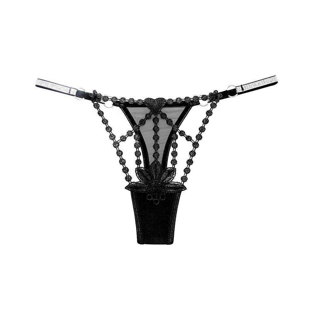Ultra-thin hollow embroidery thin strap temptation underwear