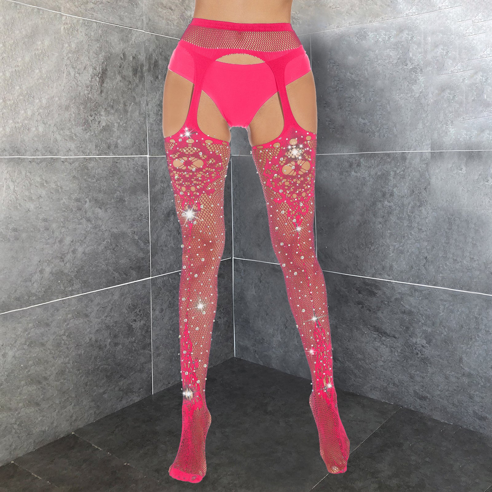 Ultra-thin fishnet stockings with diamonds
