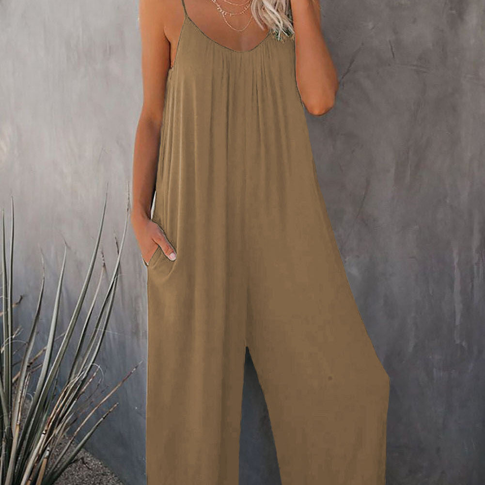 Spaghetti Strap Wide Leg Jumpsuit