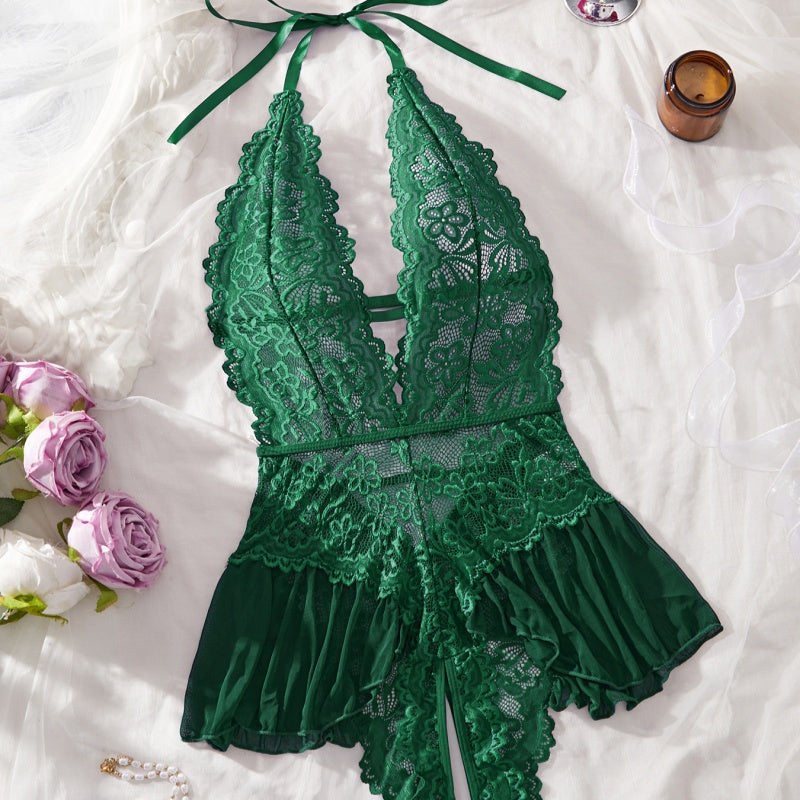 Lace-up Sheer Sleeveless Bodysuit