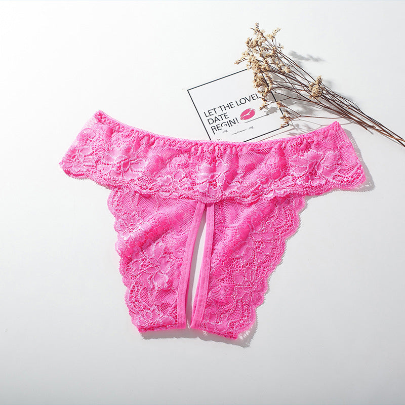 Tempting open crotch lace sexy panties
