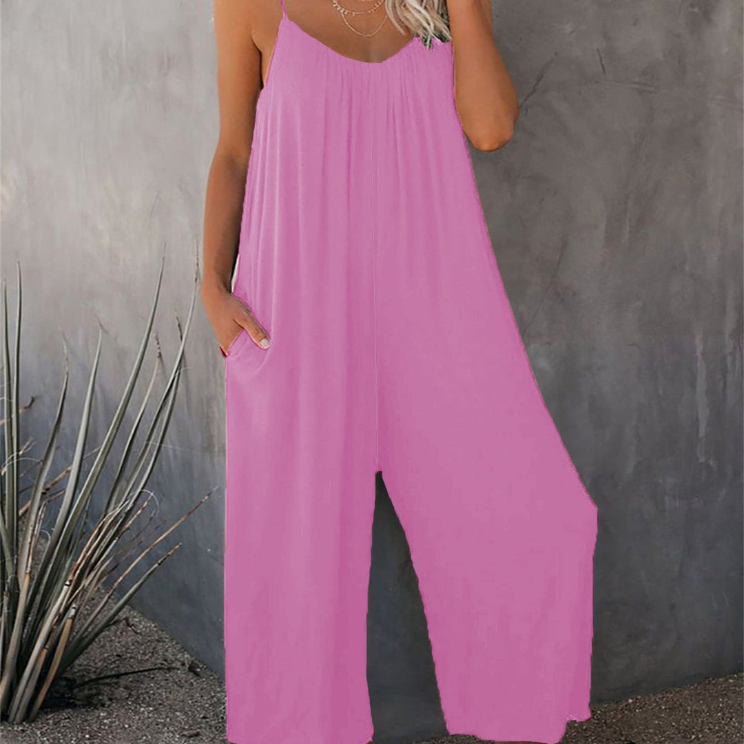 Spaghetti Strap Wide Leg Jumpsuit