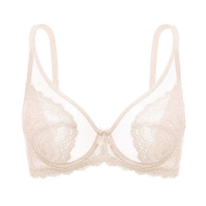 Plus-Size Sheer Lace Underwire Full-Cup Bra
