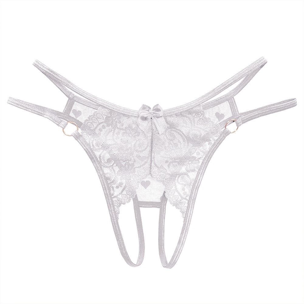 Lace crotchless temptation thong