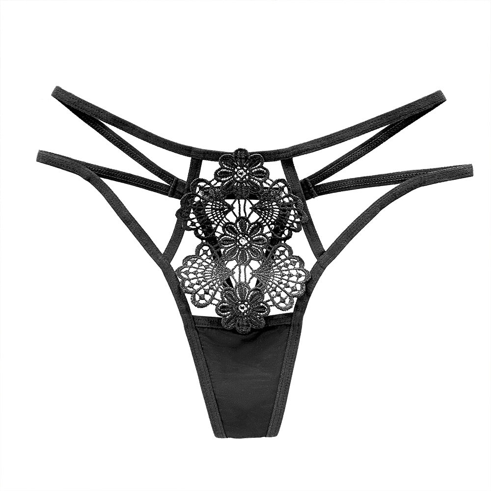 Tempting hot diamond embroidery see-through thin sexy panties