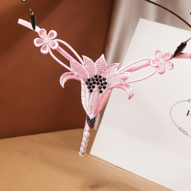 Hollow Pearl Flower Thong