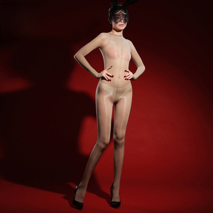 Glossy Full-Body Sheer Bodystocking