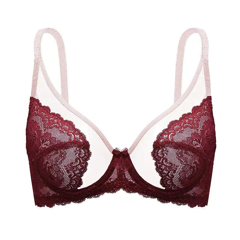 Plus-Size Sheer Lace Underwire Full-Cup Bra