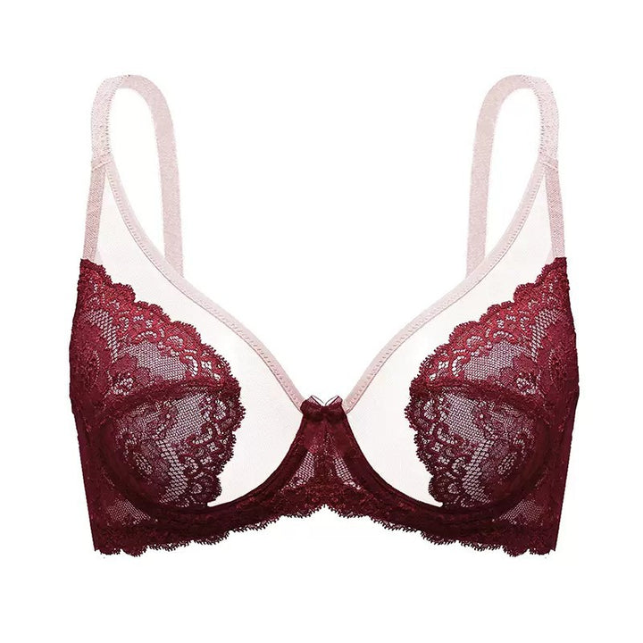 Plus-Size Sheer Lace Underwire Full-Cup Bra