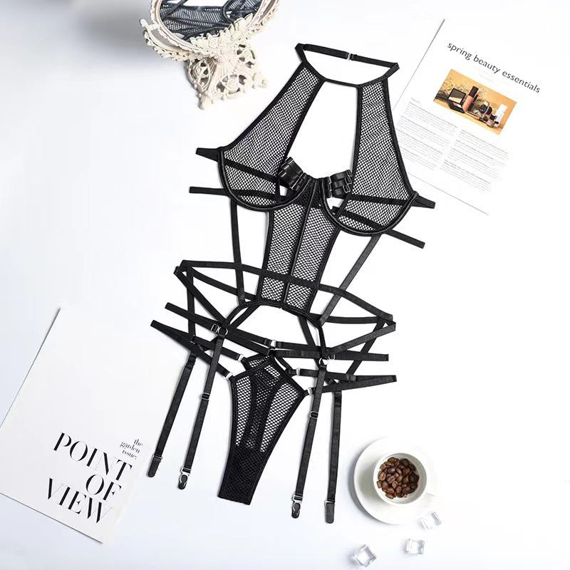 Grid Mesh Sheer Slip Bodysuit