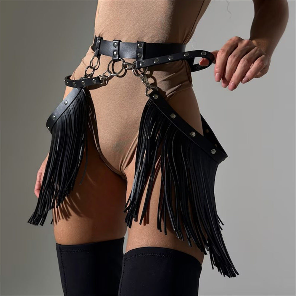 Leather multiple bondage tassel decoration