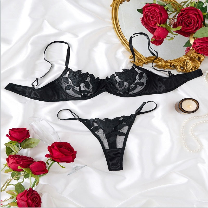 Embroidered Sexy Lingerie Bra Set