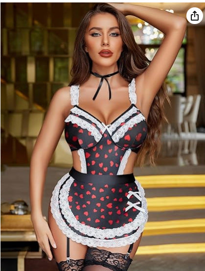 Hollow-Out Maid Costume Set