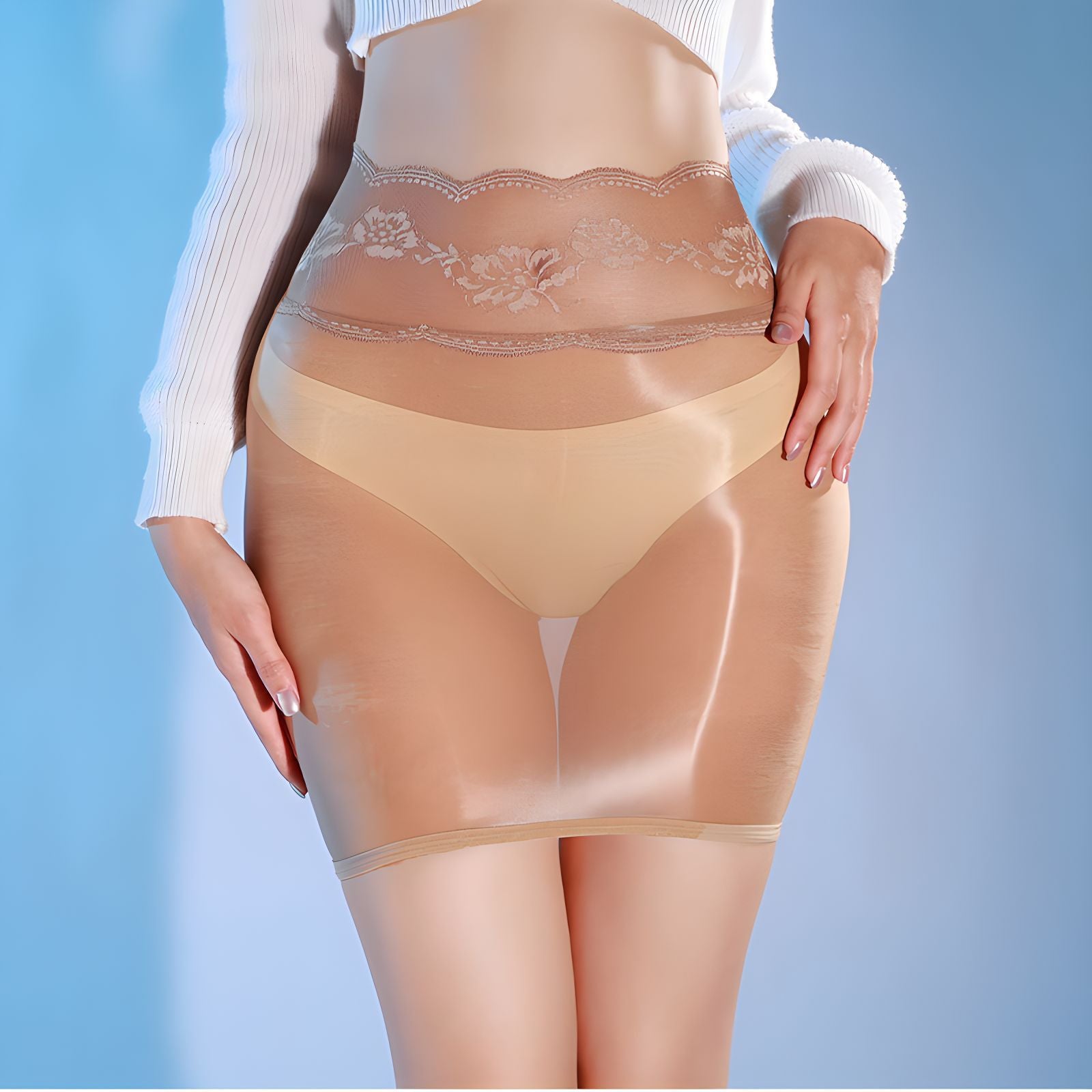 Passionate temptation transparent shiny hip skirt
